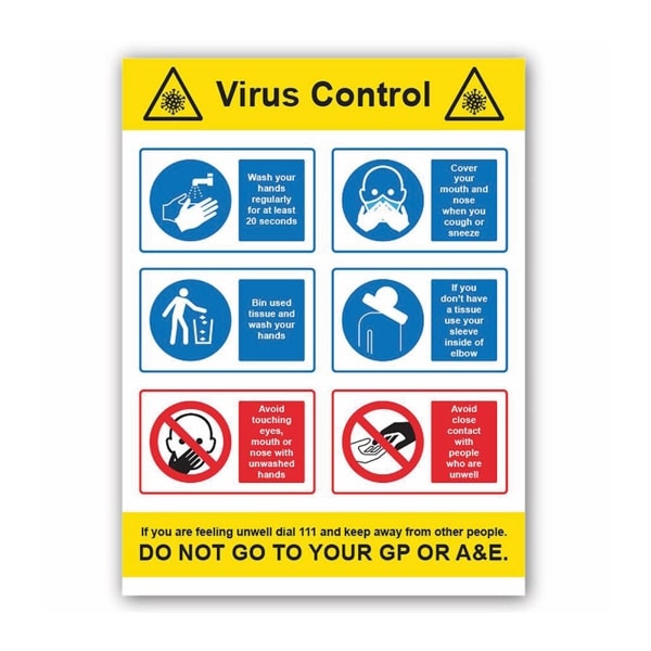 Wash Cover Bin Avoid Virus Control (6 Message) 1mm Rigid PVC 450 x 600mm