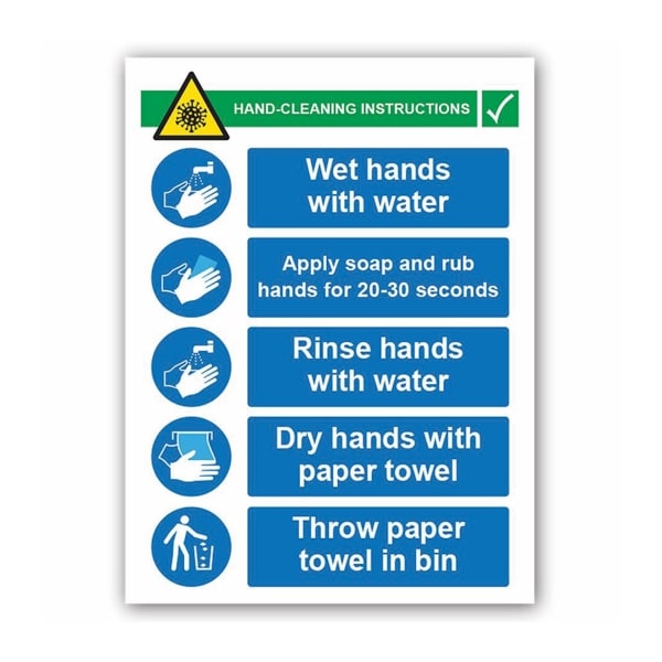 Hand Cleaning Instructions 1mm Rigid PVC 450 x 600mm