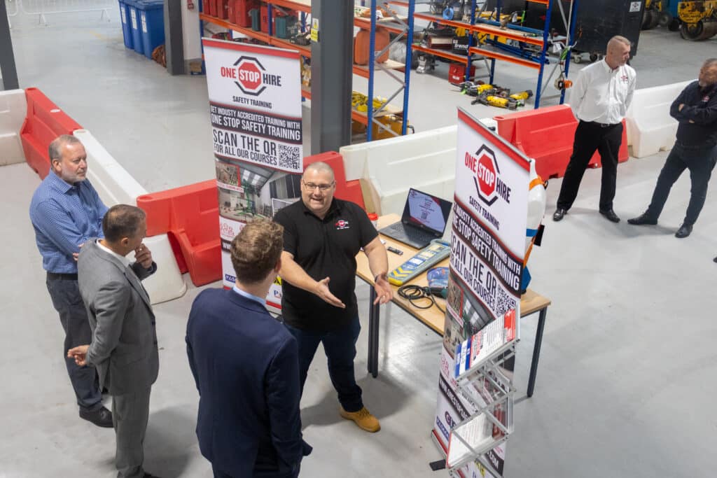 Stakeholders discussing safety training at the One Stop Hire Bristol Depot