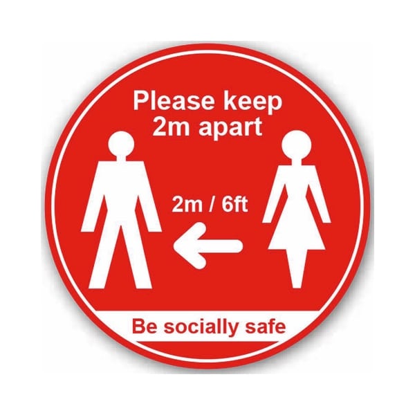 Please Keep 2mtr Apart / Be Socially Safe (Floor Graphic) 200mm diameter