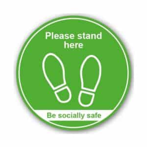 Please Stand Here / Be Socially Safe (Floor Graphic) 200mm diameter