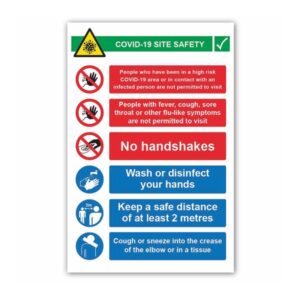 Covid 19 Site Safety Inst (6 message) Portrait 4mm Correx 600 x 900mm