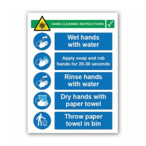 Hand Cleaning Instructions 1mm Rigid PVC 450 x 600mm
